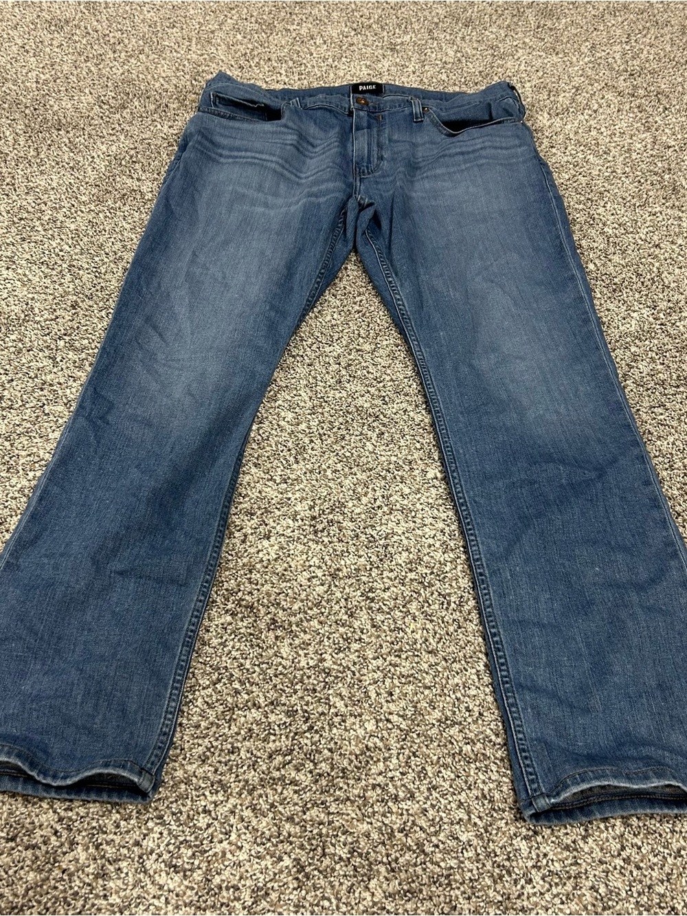 Paige Federal Jeans Mens 36x34 Blue Medium Wash Slim Straight Stretch Denim Men